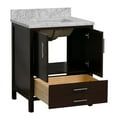 thumbnail image 4 of California 30" Bathroom Vanity with Chocolate Cabinet and Carrara Marble Top, 4 of 6