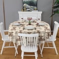 thumbnail image 2 of Beige Highland Cow Fence Pattern Round Tablecloth 60"x60",Wrinkle Wipeable Table Cloth for Kitchen Dining Room Picnic Patio Party, 2 of 6