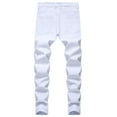 thumbnail image 2 of Jinda Men's Denim Trousers Slim Fit Jeans Chic Stretch Straight Mid Rise Ripped Distressed White 32, 2 of 4