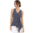 thumbnail image 2 of Top peplum envolvente con dobladillo asimétrico en la cintura con cuello en V sin mangas para mujerAzul S, 2 of 6