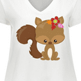 thumbnail image 4 of Inktastic Cute Squirrel, Squirrel With Flowers, Fluffy Tail Women's Plus Size V-Neck T-Shirt, 4 of 5