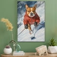 thumbnail image 2 of Staffordshire Bull Terrier Cute Dog Skiing Stretched Canvas Size 8x12 – Retro Staffordshire Bull Terrier Dog Batter in Action With Skiing for Themed Living Room, 2 of 5