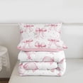 thumbnail image 5 of Manfei Pink Coquette Bowknot Queen Comforter Set For Kids,Rustic Plant Flowers Bedding Comforter Set For Girls,Pink Reversible,3 Pieces, 5 of 7