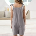 thumbnail image 4 of ZKIRBJV Girls Jumpsuits Size 10-12 Vacation Spaghetti Strap Short Jumpsuits Casual Cute Linen Summer Clothes Sleeveless Solid Colour Plus Size Pants with pockets Light Gray 7-8 Year, 4 of 4