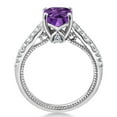 thumbnail image 4 of Gem Stone King 925 Sterling Silver Purple Amethyst and White Created Sapphire Ring for Women (1.70 Cttw, Cushion Cut 7MM, Gemstone Birthstone, Available in Size 5, 6, 7, 8, 9), 4 of 7