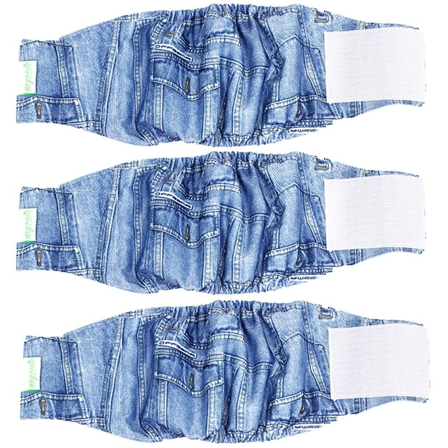 Pañales para perros Wegreeco Jeans lavables para hombre (paquete de 3), talla XS