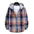 thumbnail image 2 of Dovford Men's Plaid Hoodie Flannel Shirt Jacket Casual Button Down Long Sleeve Lightweight Regular Fit Hooded Shacket Jackets, 2 of 7