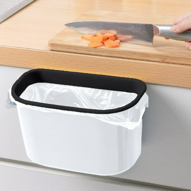 Cubo de Basura para Colgar En La Puerta Del Armario | Cubo de Basura de Cocina con Aro para Bolsas | Papelera de Plástico Que Ahorra Espacio para Cáscaras de Fruta, Restos de Papel | Montaje En Pared