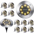 thumbnail image 1 of 12 piezas de lámpara solar para jardín al aire libre, 8 luces LED de suelo, 3000 K, blanco cálido, impermeable, IP65, foco solar empotrado para camino, terraza, césped, patio, pasarela, 1 of 5