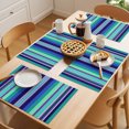 thumbnail image 5 of Mexican Style Placemats Set of 12 Colorful Mexico Stripes Teal Blue Place Mats Indoor Wipeable Table Mats Washable Cloth Dining Table Placemats for Kitchen Holiday Party Home Decor 13x19 Inch, 5 of 9