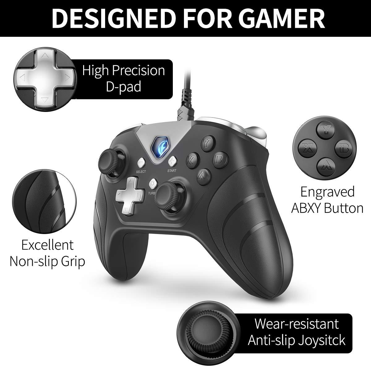 IFYOO XONE Wired PC Controller USB Gaming Gamepad Joystick for Computer & Laptop (Windows 10/8/7/XP, Steam), Android and PS3 - [3M Detachable USB Cable] Black - image 3 of 6