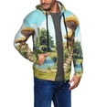 thumbnail image 2 of Uemuo Cartoon Mushroom House for Men's Fashion Full-zip Hoodies & Sweatshirts with Kangaroo Pocket, Zip-up Hooded Sweatshirt, Moisture Wicking & Breathable-X-Large, 2 of 5