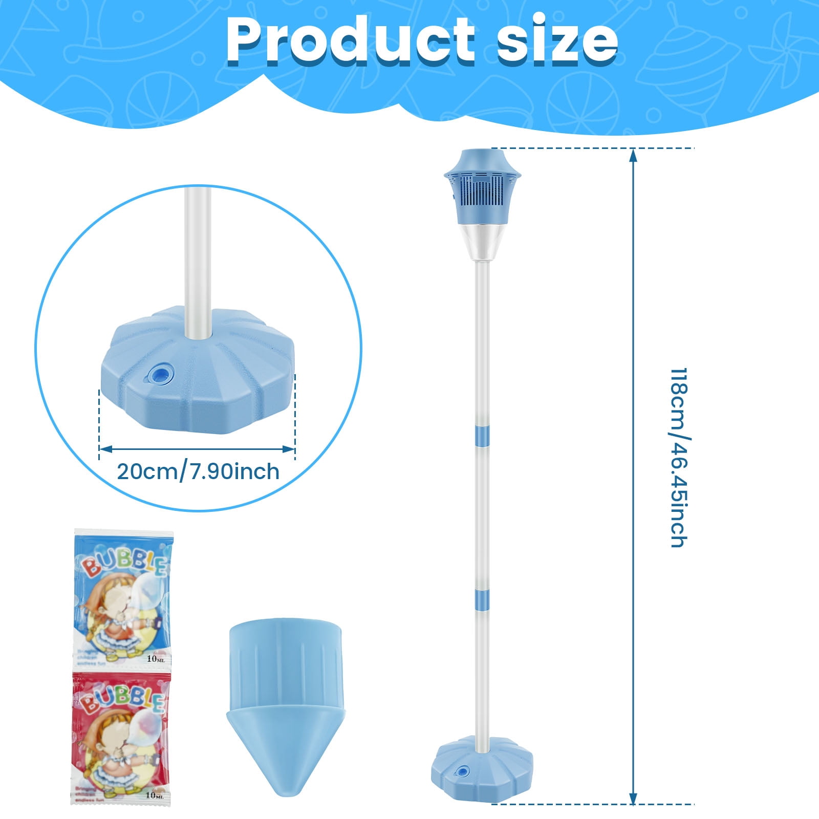 Threns Bubble Machine with Lights and Music Flexible Bubble Blower Adjustable Vertical Bubble Machine Portable Bubble Maker for Outdoor Birthday Party Wedding