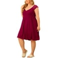 thumbnail image 4 of Unique Bargains Women's Plus Size Nightgown Sleepwear Lace Cap Sleeve Loungewear, 4 of 6