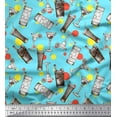 thumbnail image 1 of Soimoi Blue Poly Georgette Fabric Dot & Soft Drinks Summer Designs Printed Craft Fabric by the Yard 42 Inch Wide, 1 of 3