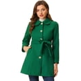 thumbnail image 1 of INSPIRE CHIC Manteau Long Élégant d'Hiver pour Femmes Col à Revers Vert TG, 1 of 6