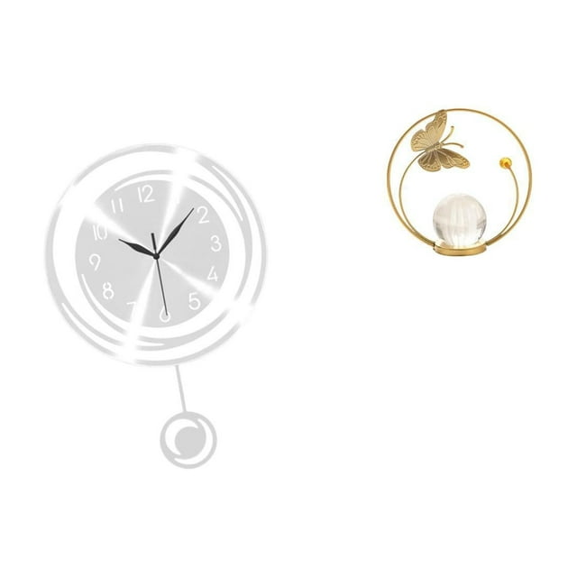 Reloj De Pared Con Números Acrílicos Y Bola De Cristal, Escultura De Metal Para Cocina, Estudio, Pasillo, Chimenea, Dormitorio, Oficina.