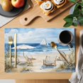 thumbnail image 2 of Coastal Wave Bliue Placemats Set of 4 Ocean Oil Painting Sea Beach Plant Place Mats Indoor Wipeable Table Mats Washable Cloth Dining Table Placemats for Kitchen Holiday Party Home Decor 13x19 Inch, 2 of 9