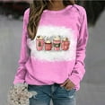 thumbnail image 2 of IROINNID Christmas Sweatshirts for Women Full Sleeve Crewneck Tops Loose Shirts Blouse Christmas Sweatshirt,Pink, 2 of 4