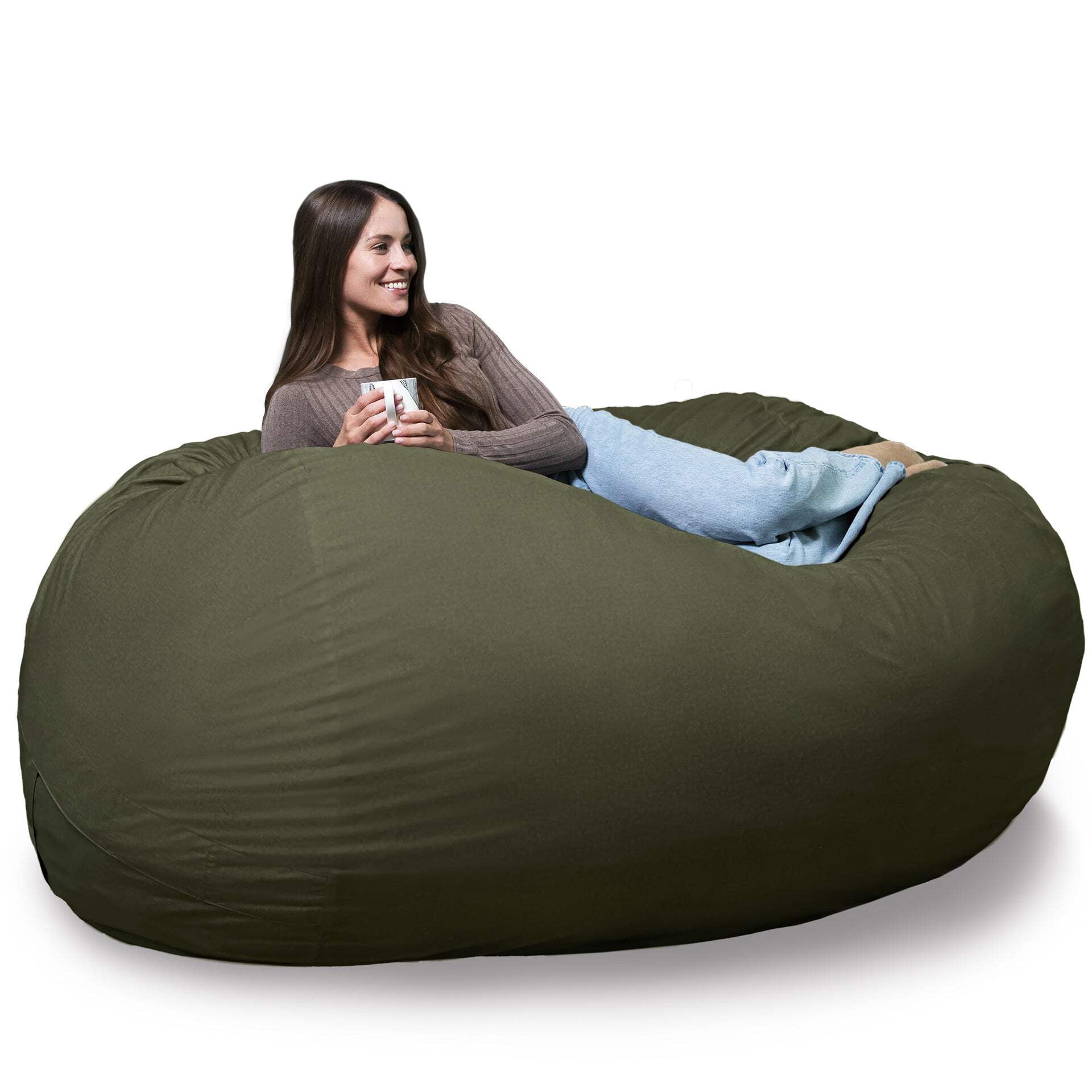 Big Joe Fuf XL Foam Filled Bean Bag Chair with Removable Cover, 5 feet Giant