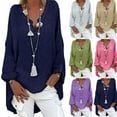 thumbnail image 5 of hxobax Women's Plus Size Pullover Tops Casual Loose Linen Tunic Shirts Oversized Long Sleeve Tshirts, 5 of 5