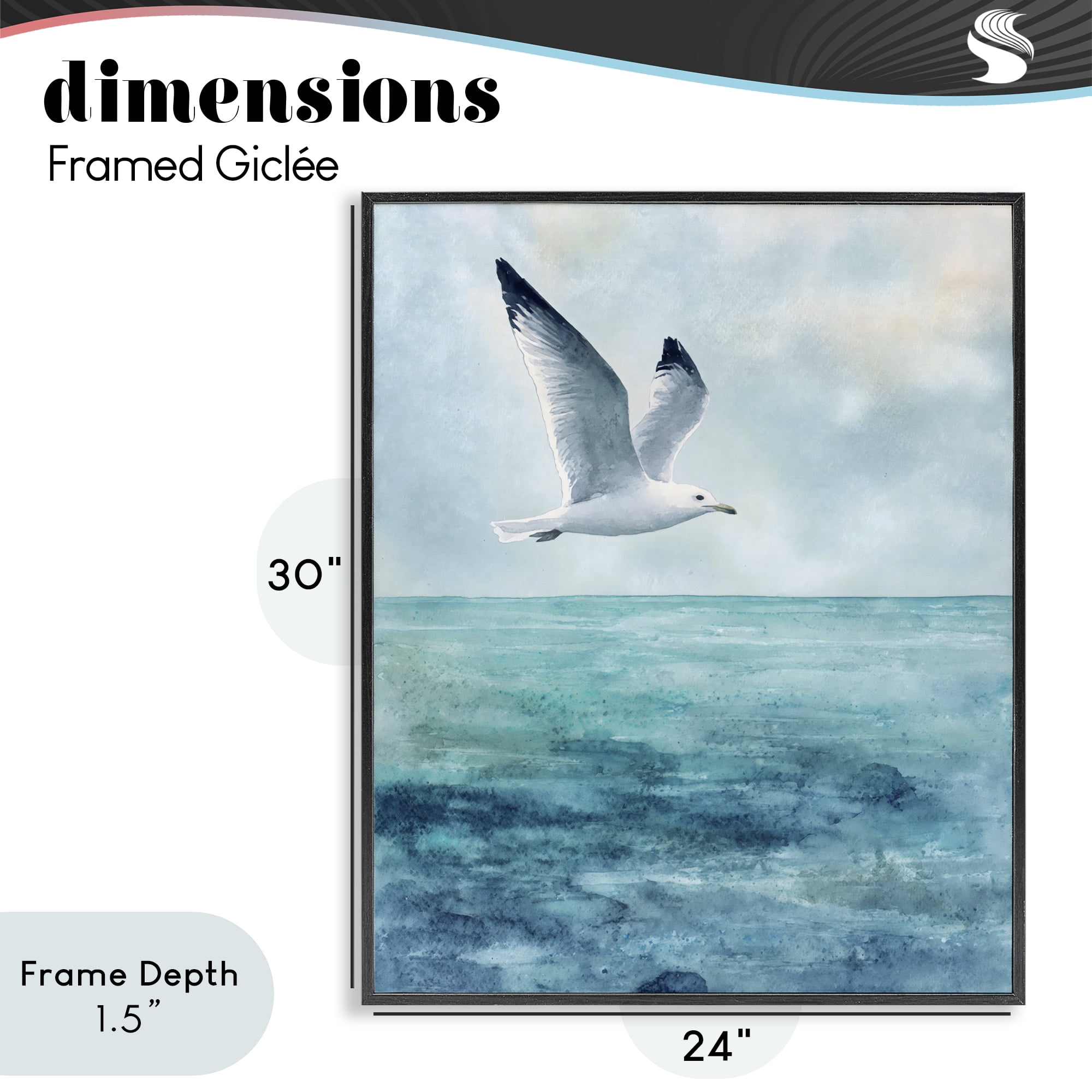 Stupell Industries Seagull With Black Tips Black Framed Giclee Art, design by Franklyn Gregory