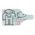 thumbnail image 1 of Outer Space Cutting Board, Space Walk Words with a Man Romance Love in Stars Minimalist Design Image, Tempered Glass Cutting and Serving Board, Wine Bottle Shape, Black and Pink, by Ambesonne, 1 of 1