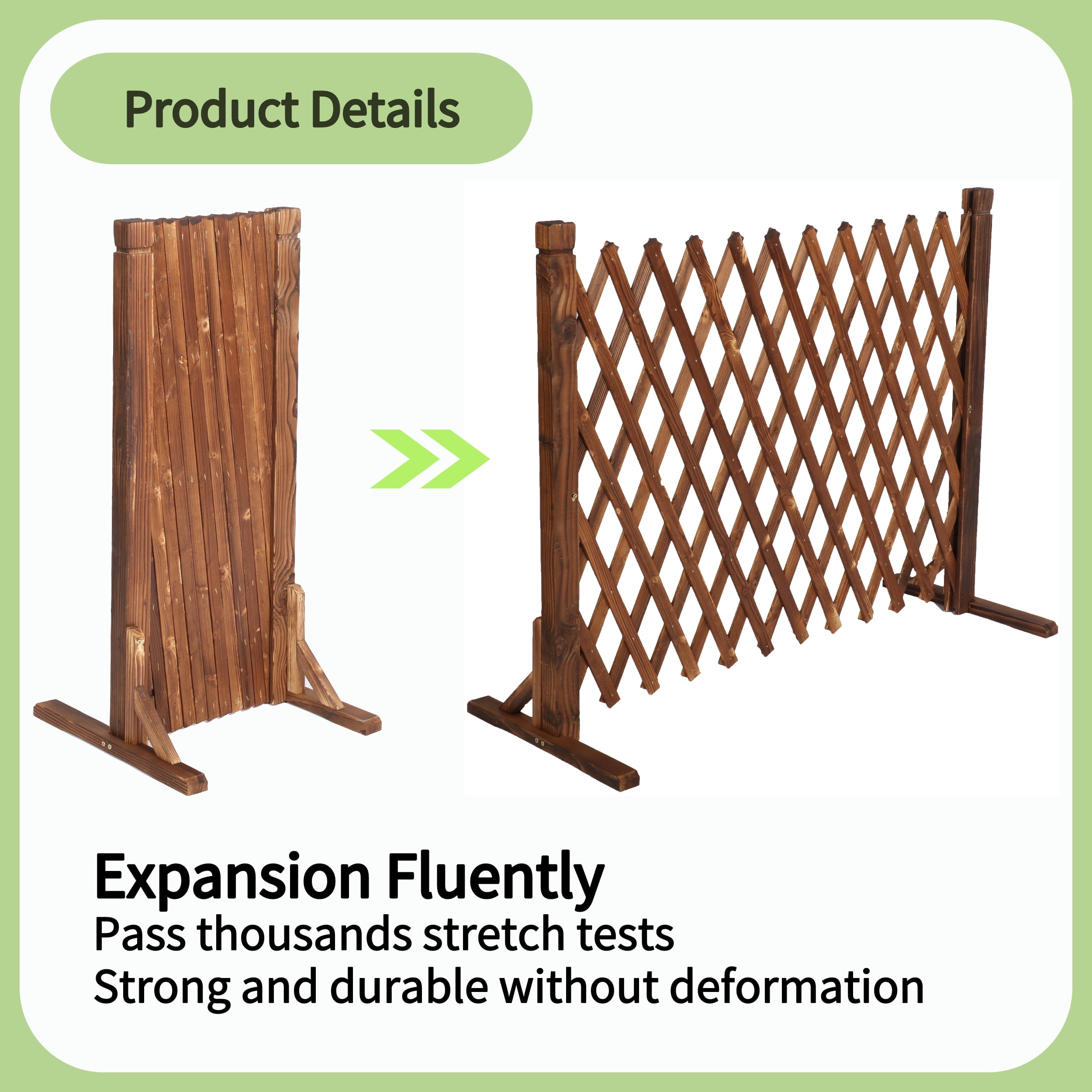 IAJXWI 2 Pack 27.5" x 63" Extendable Instant Wood Fence, Pet Gate Retractable Fences Barrier Section Partition for Home Garden Indoor Outdoor Yard, Dog Gate