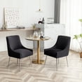 thumbnail image 2 of SEYNAR Modern Pleated Velvet Dining Chairs Set of 2, Tufted Upholstered Side Accent Kitchen Chair with Silver Legs for Living Room(Black), 2 of 11
