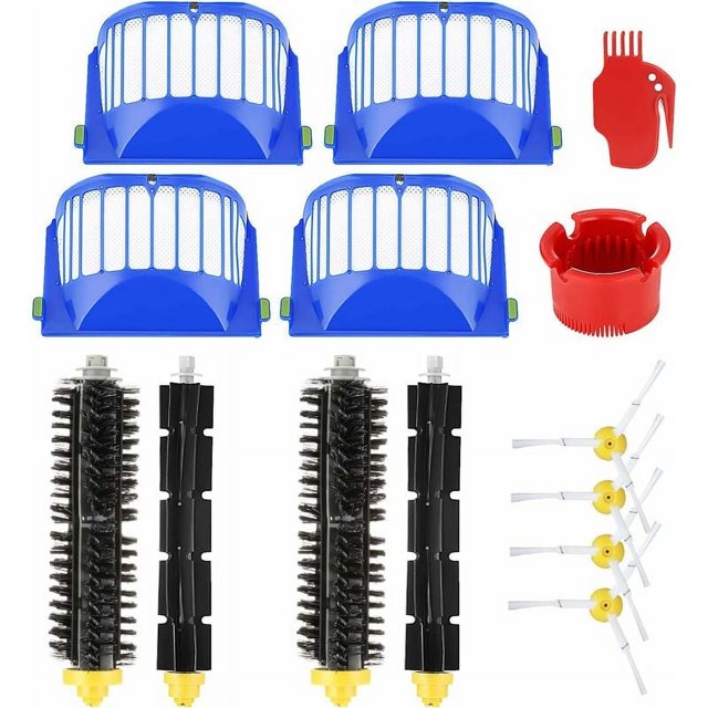 Piezas de repuesto para iRobot Roomba 600 605 615 616 620 621 630 635 650 652 660 665 680 690 695 Series Cepillo y filtro Robot Aspirador Piezas de repuesto con tornillos