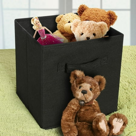 Cloth Bins For Shelves Hilitand Foldable Storage Cube Basket Bins 6Pcs Organizer Containers Drawers for Home Shelf Organizer Cloth Box and Kids Toys Drawer(Black) ()