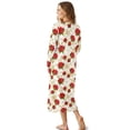 thumbnail image 2 of SEANATIVE Women's Housecoat Soft Cozy Sleepshirt Button Front Nightshirt Long Sleeve Indoor Home Bedroom Dress Long Length Sleepwear, XL, Poinsettia Floral Snowflake Star, 2 of 7