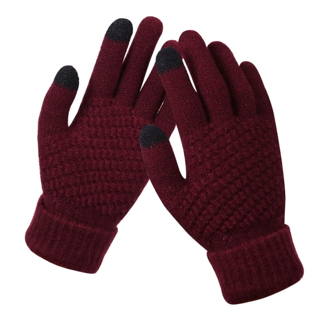 Guantes de invierno para mujer, guantes de pantalla táctil tejidos, antideslizantes, cálidos y gruesos con forro polar para mujer