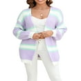 thumbnail image 4 of Women’s Plus Size Knit Cardigan Long Sleeve Contrast Color Sweater, 4 of 9