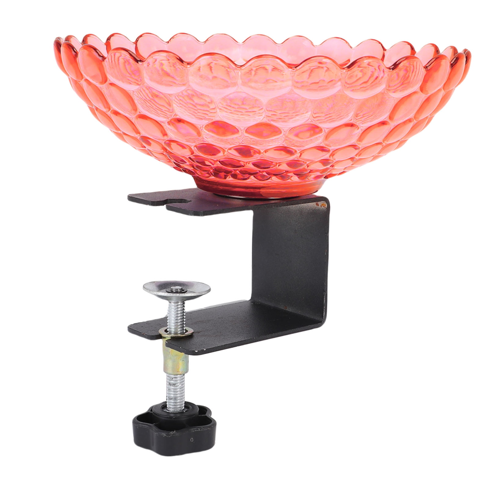 YAHHU Red Deck Mounted Bird Bath Plastic Detachable Outdoor Bird Feeder Water Bowl Adjustable Clamp for Balcony Garden Fence 6.9x5.12 inches / 17.5x13 cm