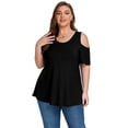 thumbnail image 4 of Cueply Plus Size Tops for Women Summer Short Sleeve Shirts Cold Shoulder Blouse Crewneck Tunic 1X-4X, 4 of 7