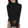 thumbnail image 2 of IMENGL Women's spring solid semi high neck pullover, Black 2XL, Size M-2XL, 2 of 4