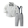 thumbnail image 2 of Ramiter Toddler formal Outfit Boy Toddler Dress Shirt With Bowtie Suspender Pants Outfit Sets Gentleman Wedding(Grey,6-7 Years ), 2 of 9