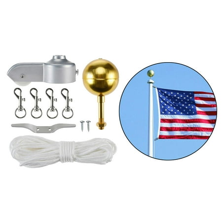 

Pole Hardware Repair Topper Ball 50 Ft Halyard Rope 4 Cleat Hook 4 pole Swivel