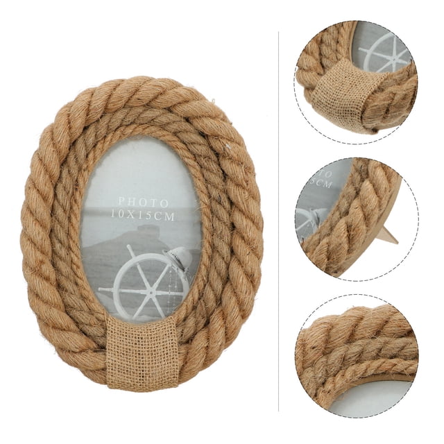 AURARMLET Rope Picture Frame Wood Home Decoration for Friends 1 Set