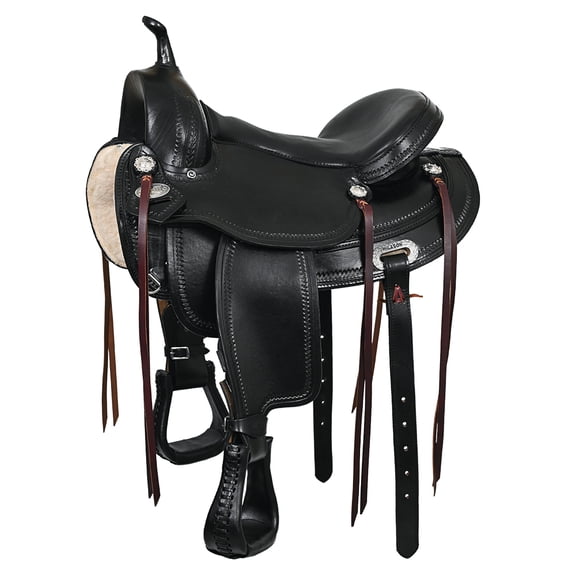 14 In HILASON Western Horse Saddle American Leather Flex Tree Trail & Pleasure Black