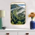 thumbnail image 6 of 12x8 Inches Framed Forest Wall Art Green Pine Tree Nature Pictures Morning Misty Forest Print Artwork with Black Frame for Bedroom,Crystal Porcelain Painting Wall Decor, 6 of 8