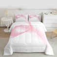 thumbnail image 2 of Manfei Pink White Queen Comforter Set 3 Pieces, Modern Abstract Art Bedding Sets, Geometric Line Stripe Bedding Comforter Set, Microfiber Bedroom Decor, 2 of 8