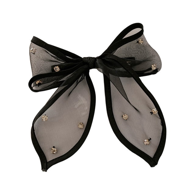 Rhinestones grandes decorados Bow Clip Bowknot Barrette para el cabello de la espalda de la mujer