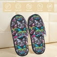 thumbnail image 2 of Fotbe Motif Visages de Chatons, Chaussons en Peluche pour Femmes, Chaussures d'Intérieur et d'Extérieur, Grandes, 2 of 8