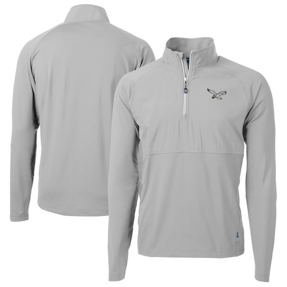 Men's Cutter & Buck Silver Philadelphia Eagles Adapt Eco Knit Hybrid Recycled Quarter-Zip Pullover Jacket