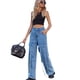 thumbnail image 5 of Pantalones Cargo azules de cintura alta para mujer, peto informal con bolsillos grandes, pantalones vaqueros rectos, ropa de calle de los 90, 5 of 5