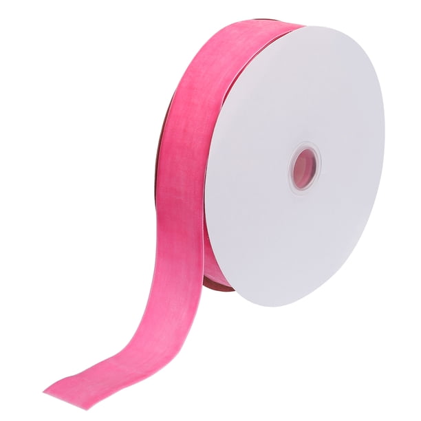 Cinta de terciopelo Uxcell de cara simple en carrete, tela de terciopelo sedoso para ramos, manualidades, envoltura de regalos, fiestas de boda, rosa, 1 1/2" x 10 yardas