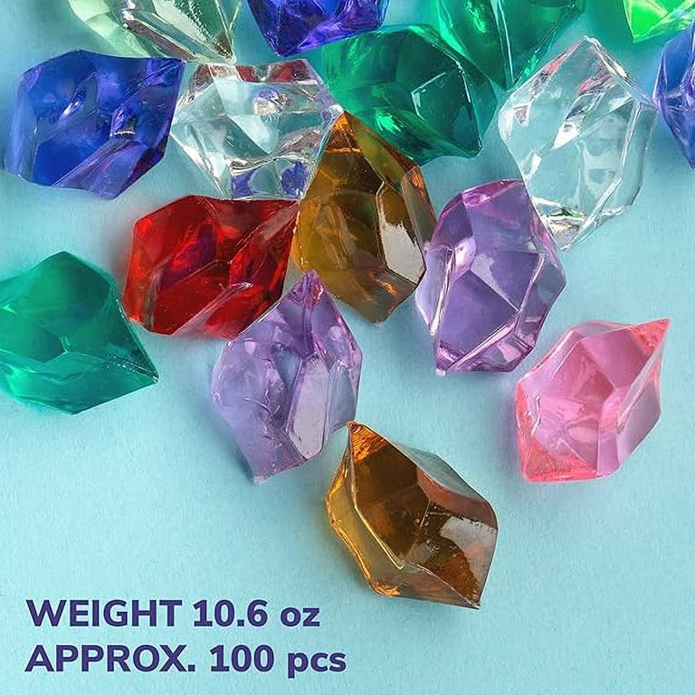 Entervending Acrylic Gems - Plastic Stars Fake Gems - 155 Pcs Fake Jewels - Assorted Colors Plastic Gemstones for Kids - Big Plastic Gem Vase Fillers