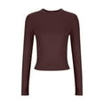 thumbnail image 7 of ZQGJB Long Sleeve Crewneck Basic T-Shirts for Women Casual Slim Fit Going Out Tshirt Tops Trendy Solid Color Athletic Workout Pullover T-Shirts Blouse Tight Y2k Outfits Purple XXL, 7 of 7